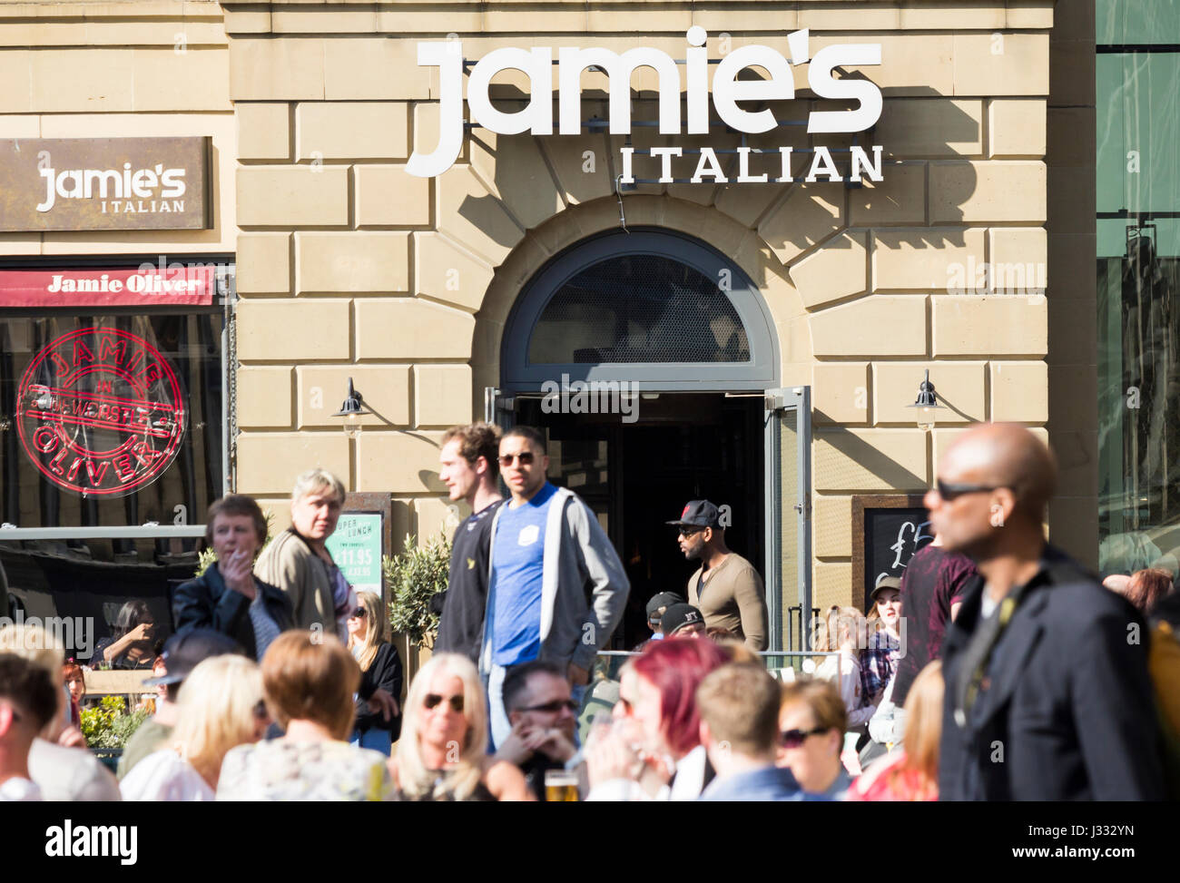 Jamie`s (Jamie Oliver) Italian restaurant near The Monument in Newcastle upon Tyne, England. UK Stock Photo